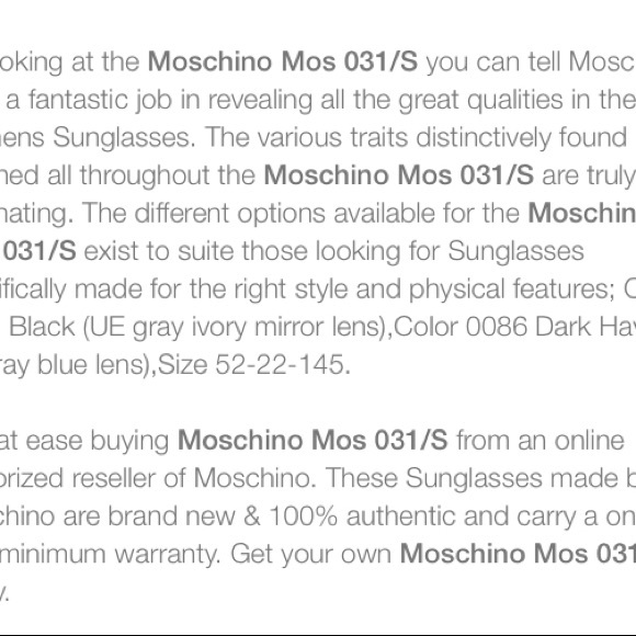 Moschino mos031/s Women’s Sunglasses in Dark Havana NWT - Picture 10 of 10